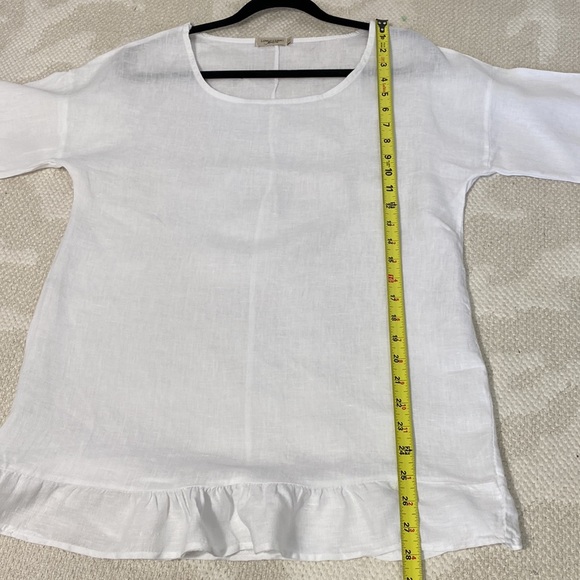LUNGO L’ARNO 100% white linen top - Picture 8 of 11